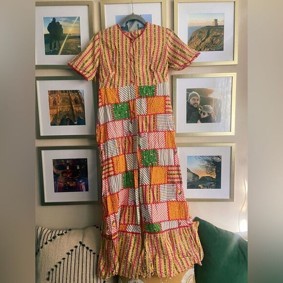 Vintage 60’s 70’s patchwork style cotton dress - Picture 1 of 5